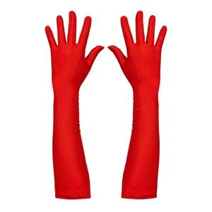 Satin Elbow Gloves Red